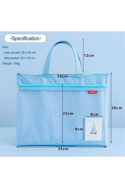 erorex A4 Document Bag Zip File Pouch Zippered Handbag Books Carry Bag Waterproof Double Zippers Pockets