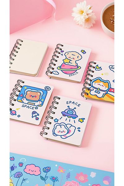 erorex Mini Animal Cartoon Pocket Notebook Set Pack Of 4 3X4 Spiral Portable Notepads With Blank And Lined