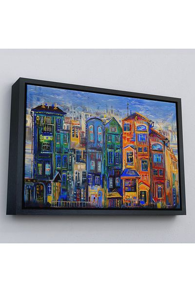 Harita Sepeti Casete olandeze în cadru auriu Vedere în ulei Pictură decorativă pe pânză