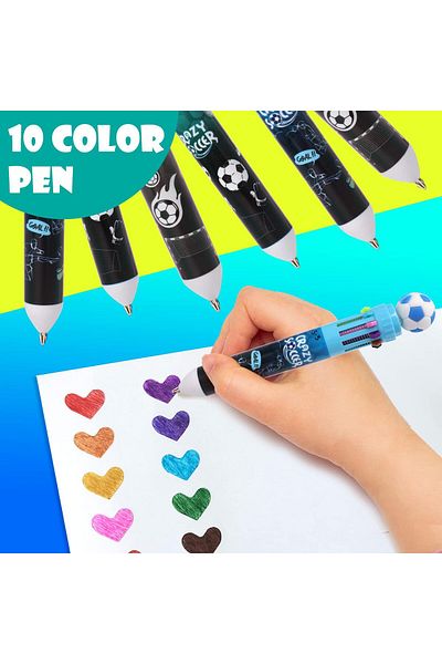 erorex Multicolor Ballpoint Pen 0.7Mm 10 In 1 Colored Retractable World Cup Football Ballpoint Pens For