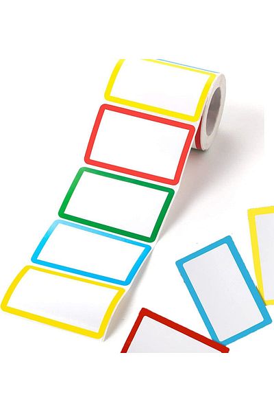 erorex 300Pcs Colorful Plain Name Tag Sticker Labels Name Stickers With Perforated Line Personalized