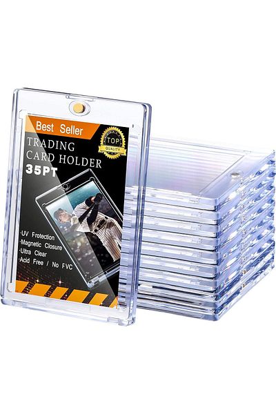 erorex 10 Pieces Magnetic Card Holder 35Pt Magnetic Card Holders Baseball Card Protector Acrylic Card