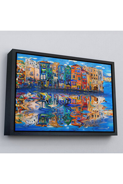 Harita Sepeti Crna uokvirena slika zida sa odrazom grada Amsterdama, Holandija