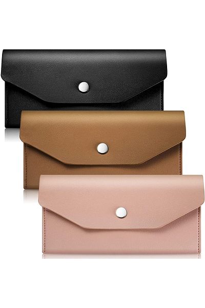 erorex Cash Envelopes Bags 3 Pcs Pu Leather Cash Money Pouch Cash Wallet Envelope Reusable For Spring