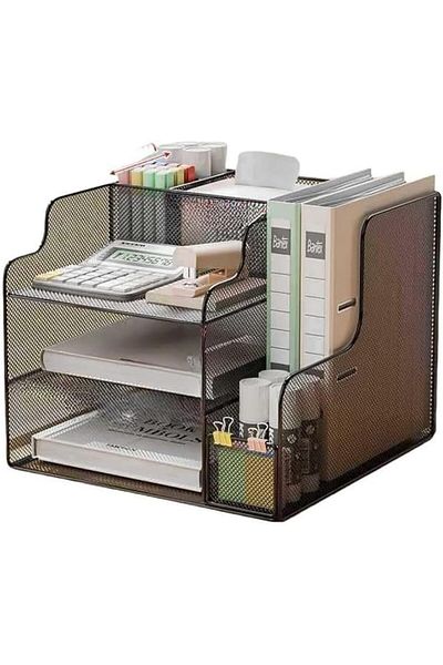 erorex Mesh Desk Organizer 3 Tier Paper Letter Tray With File Holder And Pen Holder Desktop Organizer And
