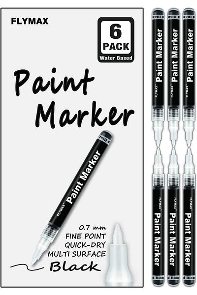 erorex Black Paint Pen For Glass Bottle Rock Leather Plastic Stone Metal Canvas Enamel Plant Art