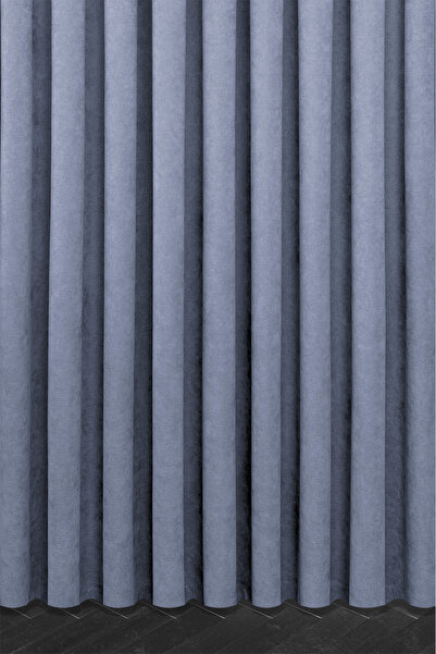 MARİTSA Κουρτίνα φόντου - Σειρά Velmatt Velvet Effect High Gramage Blue Tight Pleat (1x3) Μονόφυλλο