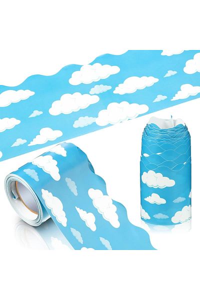 erorex 33 Ft Scalloped Bulletin Board Border Classroom Borders For Bulletin Board Blue Sky Clouds Bulletin