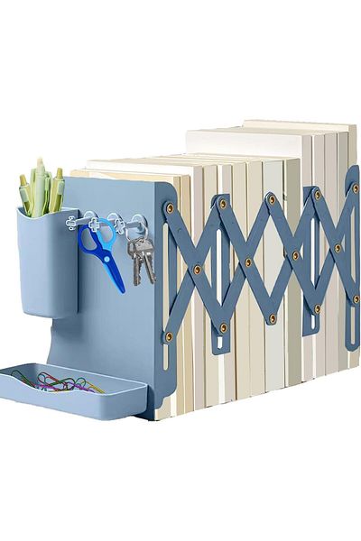 erorex Bookends Book Holders Book Shelf Holder With Removable Pen Holder Organizer And Hooks Book Holder