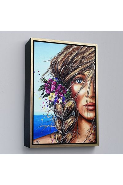 Harita Sepeti Pictură murală de femeie frumoasă colorată cu cadru auriu