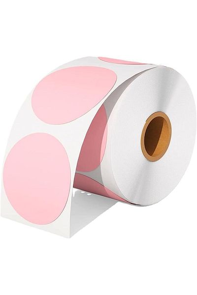 erorex Colorful Round Thermal Label Name Tags Coding For Diy 50.8Mm*50.8Mm 500Pcs Pink