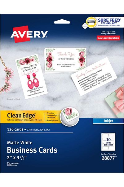 erorex Clean Edge Printable Business Cards With Sure Feed Technology 2 Inch X 3.5 Inch White 120 Blank