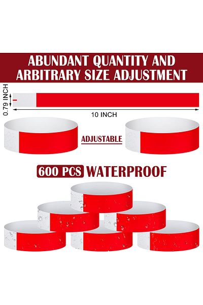 erorex 600 Packs Paper Wristbands For Events Neon Party Wristbands Colored Waterproof Paper Club Arm Bands