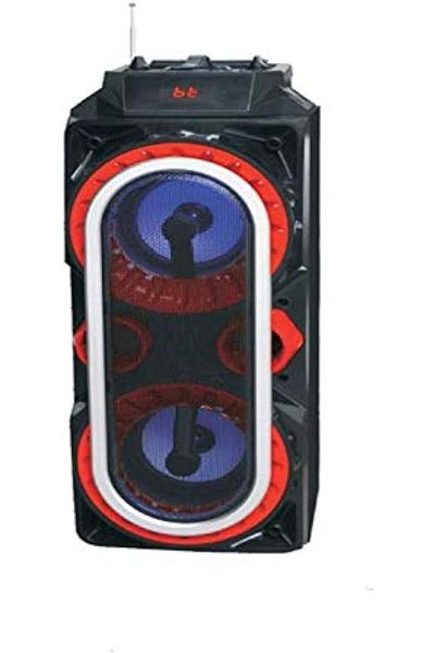 erorex مكبر صوت محمول 30 وات مزود بميكروفون ومدخل USB وTF و4 مكبرات صوت باللون الأسود