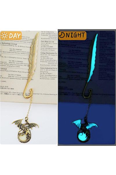 erorex Luminous Metal Bookmark Luminous Bookmark Retro Feather Metal Bookmark Fantasy Bookmark Book Lovers