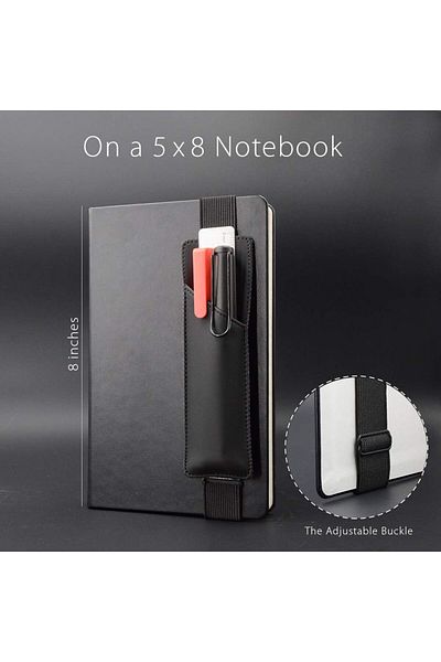 erorex Adjustable Elastic Band Pen Holder Pu Leather Pen Sleeve Pouch With Hold 3 Pens Fits Notebooks From