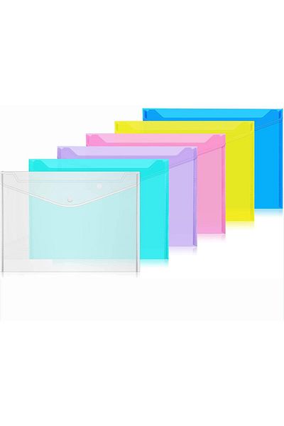 erorex A4 Plastic Envelopes 6Pcs Poly Envelopes Clear Document Folders Plastic File Folders With Snap