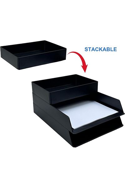 erorex Rectangular Plastic Desk Organizer Accessory Tray Black