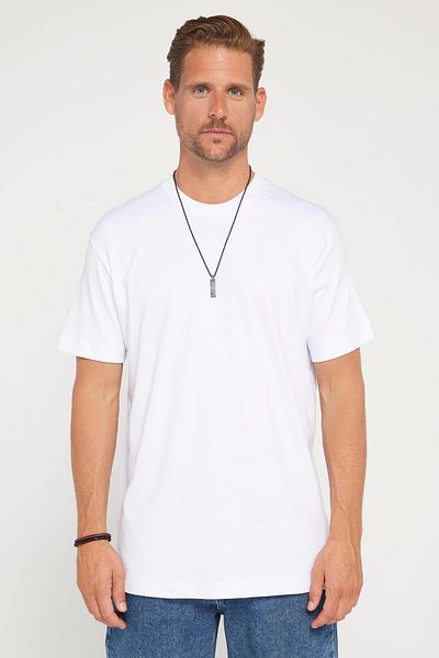 Tudors Unisex Relax Fit Άνετη κοπή 100% βαμβακερή μαλακή υφή Basic Crew λαιμόκοψη λευκό μπλουζάκι