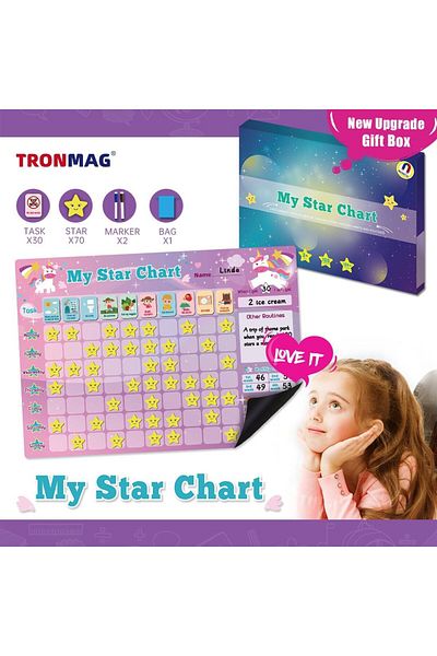 erorex Reward Chart System Chore Charts For Kids Include 40 Stars Stickers Behavior Reward Chart With