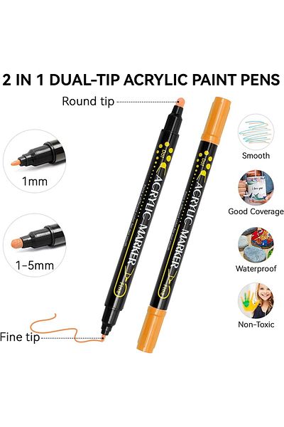 erorex Paint Markers Pens 48 Colors Acrylic Paint Pens Dual Tip For Wood Canvas Stone Rock Painting Glass