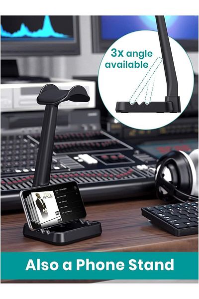 erorex Headphone Stand，Gaming Controller Holder，Desk Gaming Headset Holder With 10 Light Mode 1 Usb