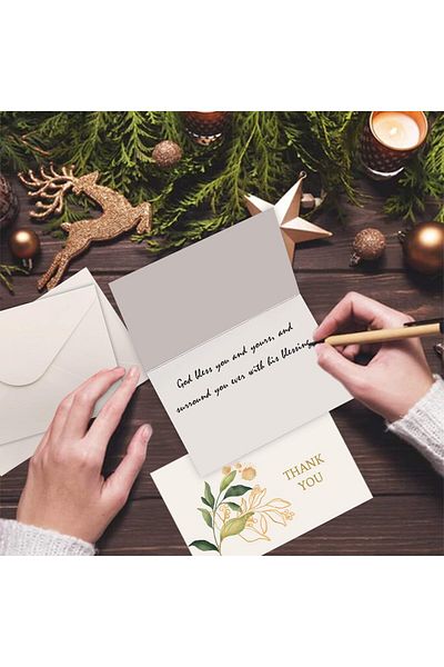 erorex 12 Thank You Cards 6 Designs Gold Foil Green Plant Thank You Greeting Cards With Envelopes And