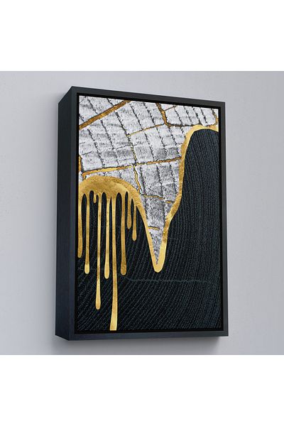 Harita Sepeti Pictură abstractă modernă cu detaliu auriu cu cadru auriu
