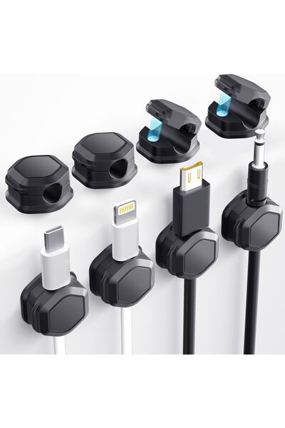 Generic Magnetic Cable Clips Adjustable Cord Holder Organizer For Desk Cable ...