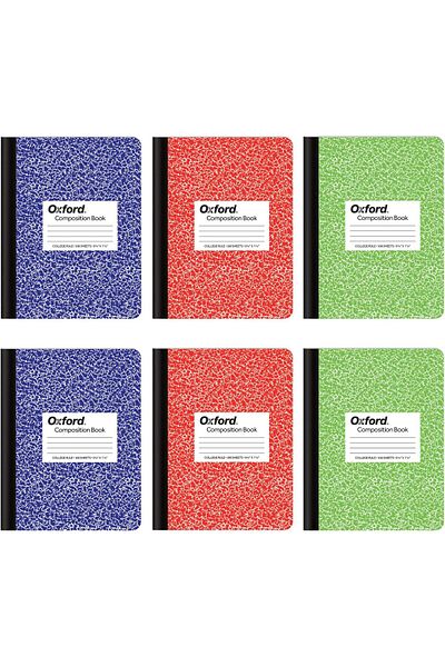 erorex Composition Notebook 6 Pack College Ruled Paper 9 3 4 X 7 1 2 Inches 100 Sheets Assorted Marble