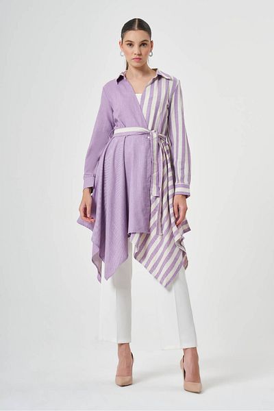 Mizalle Striped Lilac Tunic