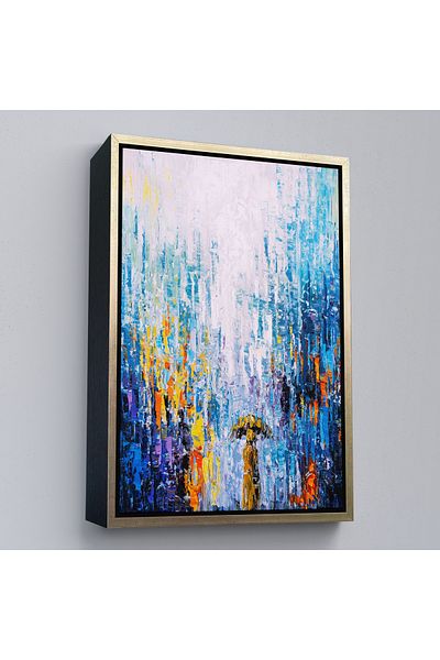 Harita Sepeti O zi de ploaie într-o pictură în ulei cu cadru de aur Pictură decorativă pe pânză