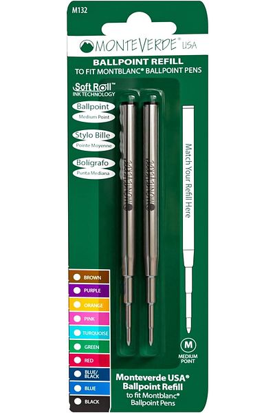 erorex Usa Ballpoint Refill To Fit Montblanc Ballpoint Pens Medium Point Soft Roll Black 2 Pack M132Bk