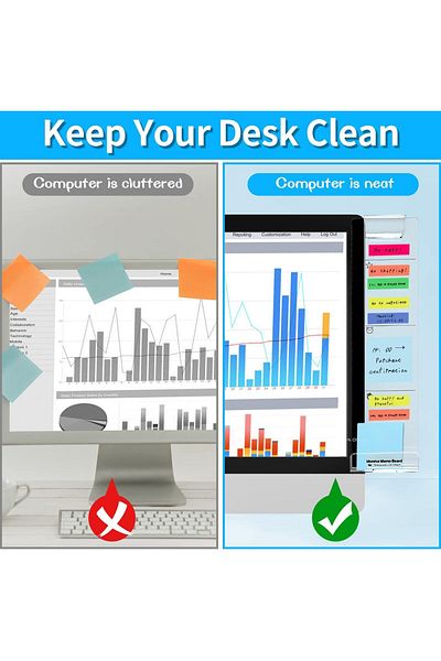 erorex Computer Monitor Memo Board Set Of 2 Left And Right Multifunction Clear Acrylic Message Reminder