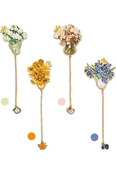 erorex Metal Bookmarks With Tassel Golden Hollow Bookmark With Van Gogh And Monet Art Themes Gift For