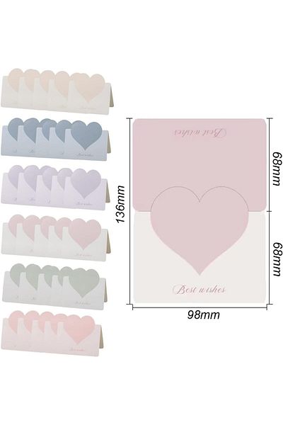 erorex Foldable Love Heart Greeting Cards Vassorted Color Romantic Heart Blank Cards Note Card Wedding