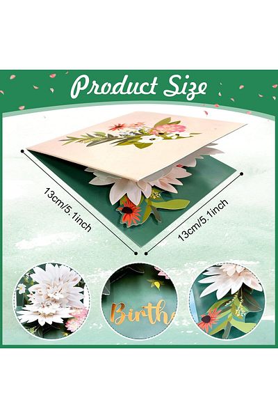 erorex Birthday Cards For Women Lotus Flower Forever Paper Pop Up Greeting Card 3D Popup Birthday Gift