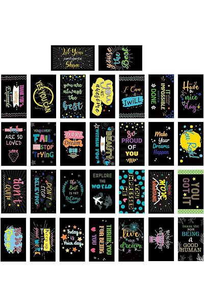erorex Chalkboard Style Motivational Bookmarks 30 Inspirational Phrase Quote Flat Card Set 53X89