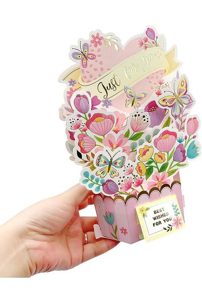 erorex 3D Paper Flowers Bouquet Greeting Cards Pop Up Cards For Any Occasion Get Well Soon Birthday