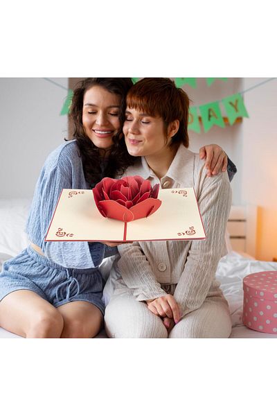 erorex Greeting Card Pop Up Card Rose Flower 3D Greeting Card For Girlfriend Wife Mum Grandma Teacher'S