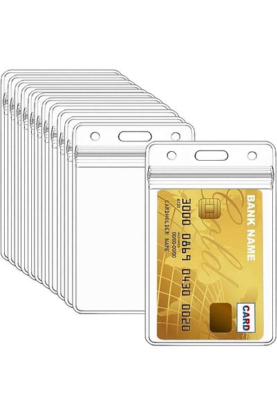 erorex Card Protector 50 Pack Hard Plastic Badge Holder With Waterproof And Dustproof Resealable Zip Duty