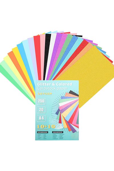 erorex Glitter Cardstock Paper 20 Sheets Multi Colors Glitter Cardstock And Colored Card Stock Set A4