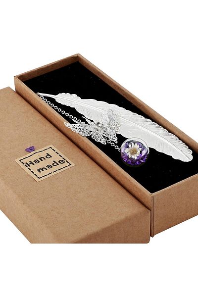 erorex Silver Feather Bookmark With Butterfly Charm Small Christmas Gift For Women Mum And Book Lovers