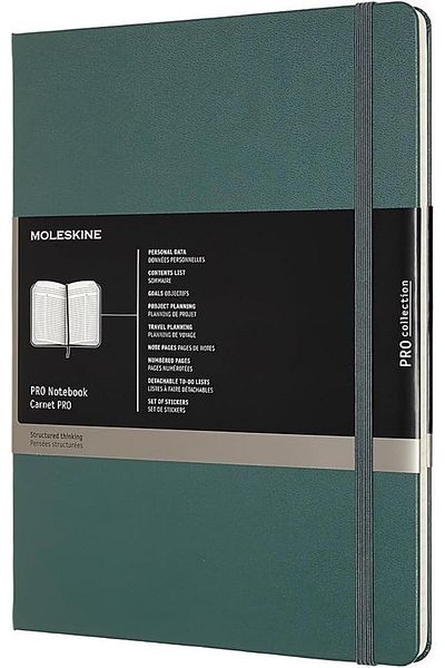 erorex Pro Notebook Hard Cover Xl 19.1 Cm X 24.13 Cm Professional Project Planning Forest Green 192 Pages