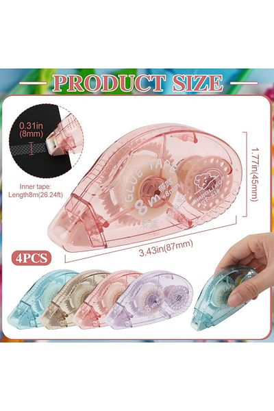 erorex 4 Pack Double Sided Tape Roller Scrapbook Craft Adhesive Sticky Glue Tape Runner