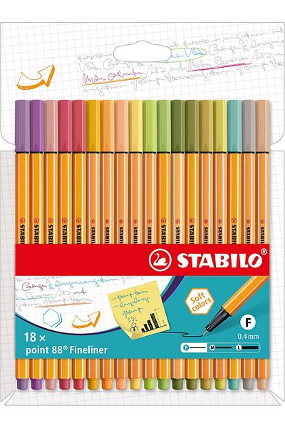 erorex Fineliner Point 88 Wallet Of 18 Assorted Colors