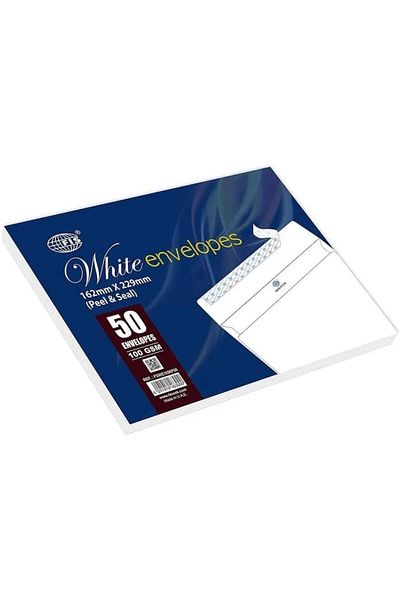erorex Fswe1026P50 Peel And Seal Envelope 50 Pieces 162 Mm X 229 Mm Size White