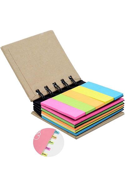 erorex 5 Color Sticky Notes Paper Sticky Note Set With Spiral Binding Tabs Stickers Pocket Size Spiral