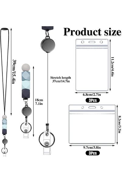 erorex 9 In 3 Set Retractable Lanyard For Id Badges Teacher Lanyard With Badge Holders Beaded Lanyards For