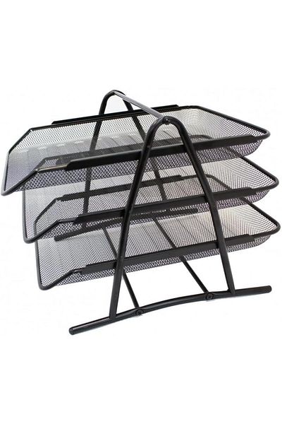 erorex Metal Three Tier Stationery Tray Black